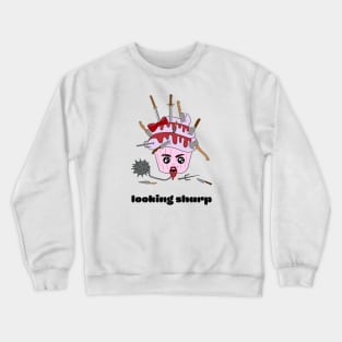 Cute and creepy Halloween cup cake - looking sharp Crewneck Sweatshirt